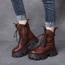 Load image into Gallery viewer, Leather Platform Lightweight Martin Boots
