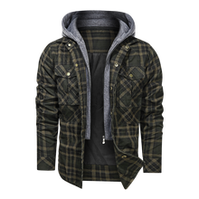 Load image into Gallery viewer, Plaid Fleeced Detachable Hoodie Jacket
