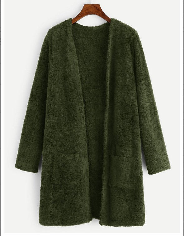 Fleeced Mid-length Cardigan