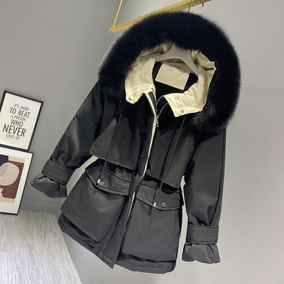 Hooded Faux Fur Collar Down Jacket