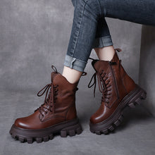 Load image into Gallery viewer, Leather Platform Lightweight Martin Boots
