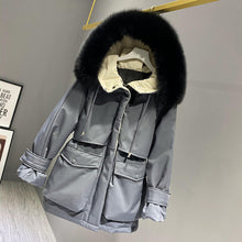 Load image into Gallery viewer, Hooded Faux Fur Collar Down Jacket
