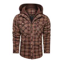 Load image into Gallery viewer, Plaid Fleeced Detachable Hoodie Jacket
