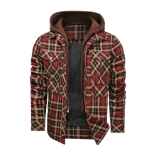 Load image into Gallery viewer, Plaid Fleeced Detachable Hoodie Jacket
