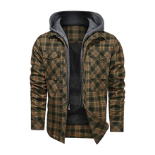 Load image into Gallery viewer, Plaid Fleeced Detachable Hoodie Jacket
