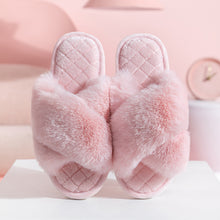 Load image into Gallery viewer, Cross-strap Furry Slippers
