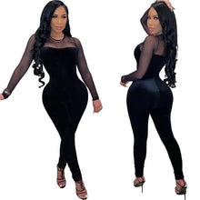 Load image into Gallery viewer, Velour Mesh Top Jumpsuit
