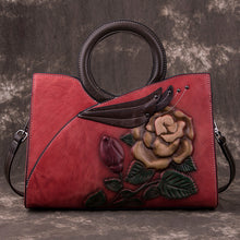 Load image into Gallery viewer, Leather Rose Embossed Handbags
