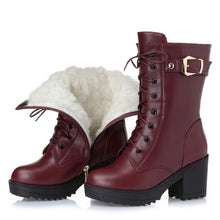 Load image into Gallery viewer, Leather Fur Lined High Top  Winter Boots
