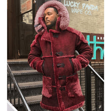 Load image into Gallery viewer, Plush Lined Block Colored Hooded Trench Coat
