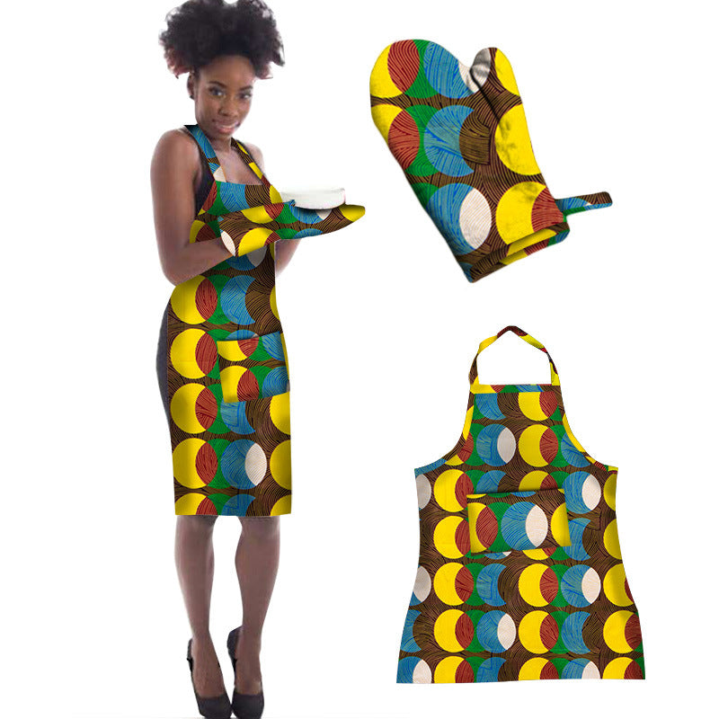 Vibrant African Graphic Print Apron Set