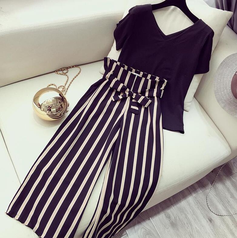 Navy & White Striped Suit