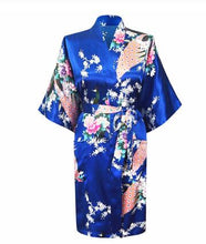 Load image into Gallery viewer, Japanese Satin  Peacock Robe
