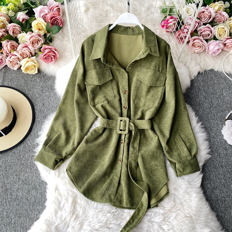 Classic Corduroy Shirt Dress