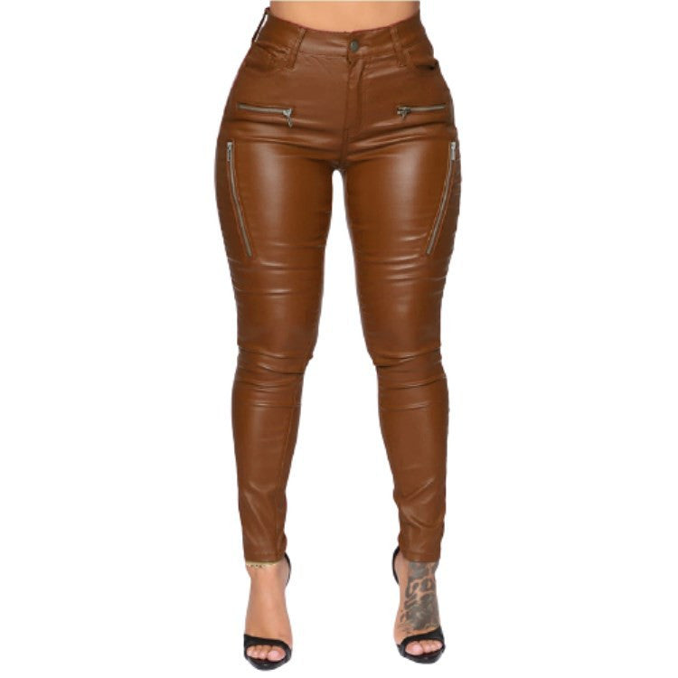 Zipper Accented Stretchy Trousers