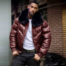 Load image into Gallery viewer, Padded Fur Collar Bomber Jacket
