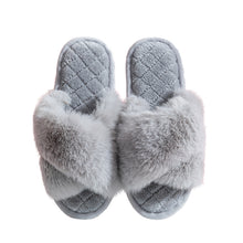 Load image into Gallery viewer, Cross-strap Furry Slippers
