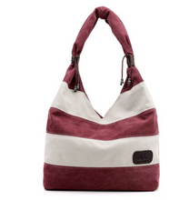 Load image into Gallery viewer, Striped Large Canvas Shoulder Bags
