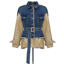 Load image into Gallery viewer, Denim  &amp; Leather Stitched Jacket
