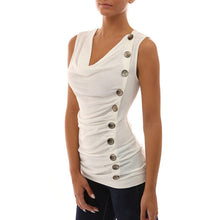 Load image into Gallery viewer, V-neck Sleeveless Button Accented Top
