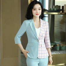 Load image into Gallery viewer, Duel Print Pink  N Blue Pant Suit
