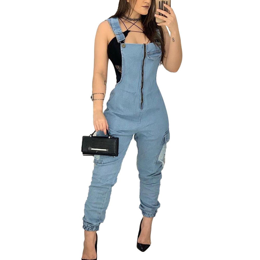 Denim Suspenders Jumpsuit