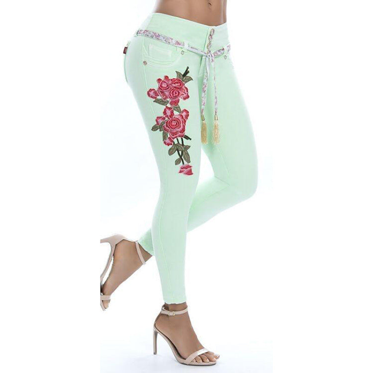 Skinny Floral  Accented Jeans