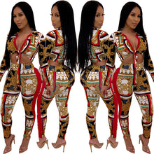 Load image into Gallery viewer, Graphic Gold N Red Pants Set
