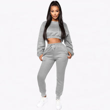 Load image into Gallery viewer, Warm Cotton Crop Top Jogger Suit
