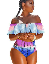 Load image into Gallery viewer, Tie Dyed Ruffled Top 2PC  Swimsuit
