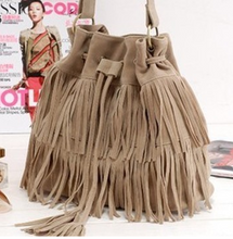 Load image into Gallery viewer, Bucket Fringed Accented Shoulder Bag
