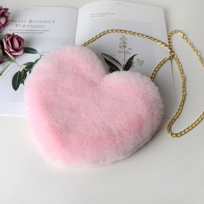 Plush Heart Shoulder Bag