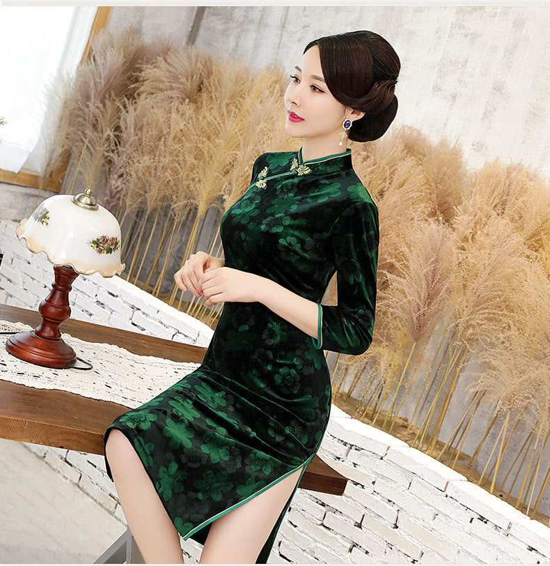 Flower Embossed Cheongsam