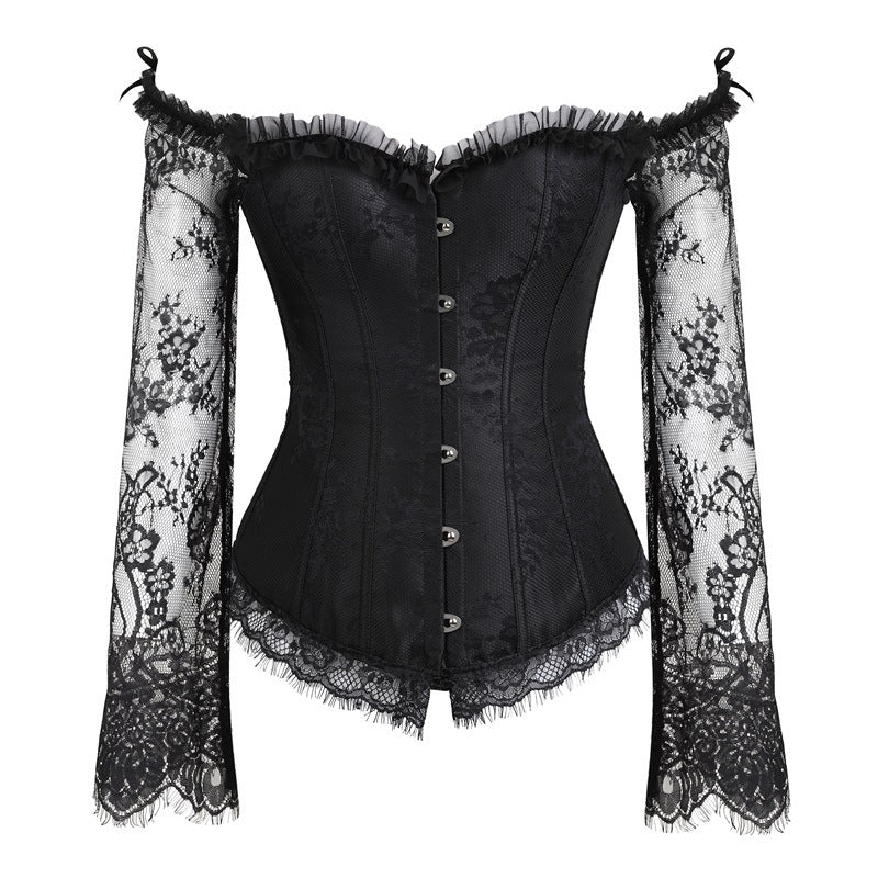 Corset Top With Lace Long Sleeves