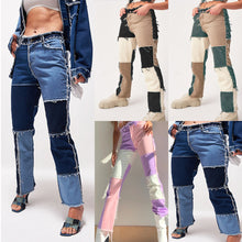 Load image into Gallery viewer, Color Blocked Straight-leg Jeans
