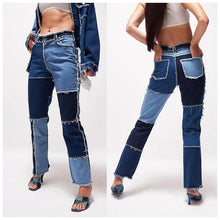 Load image into Gallery viewer, Color Blocked Straight-leg Jeans
