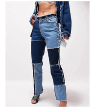 Load image into Gallery viewer, Color Blocked Straight-leg Jeans
