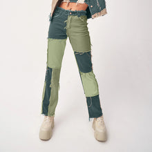 Load image into Gallery viewer, Color Blocked Straight-leg Jeans
