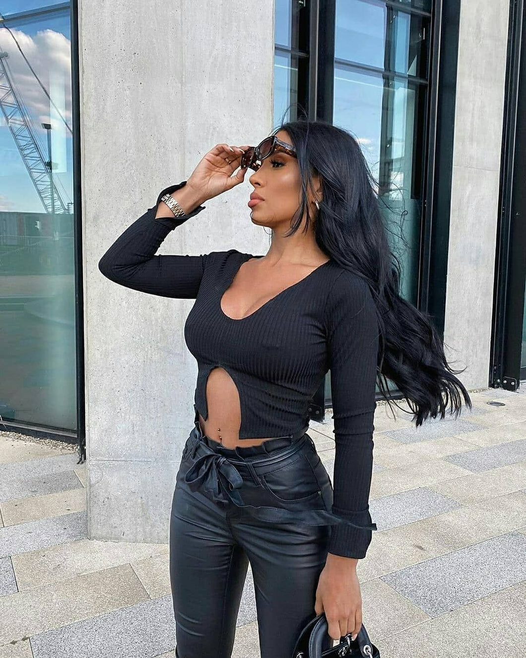 Black Cut Out Top