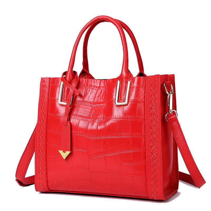 Crocodile Pattern Woven Leather Handbags