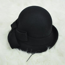 Load image into Gallery viewer, Woolen Big Bow Dome Basin Hat
