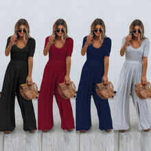 Load image into Gallery viewer, Short Sleeve Loose Fit Cotton Jumpsuit
