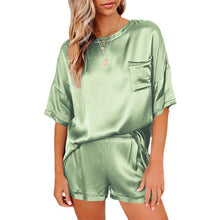 Load image into Gallery viewer, Solid Color Satiny Pajama Short Set
