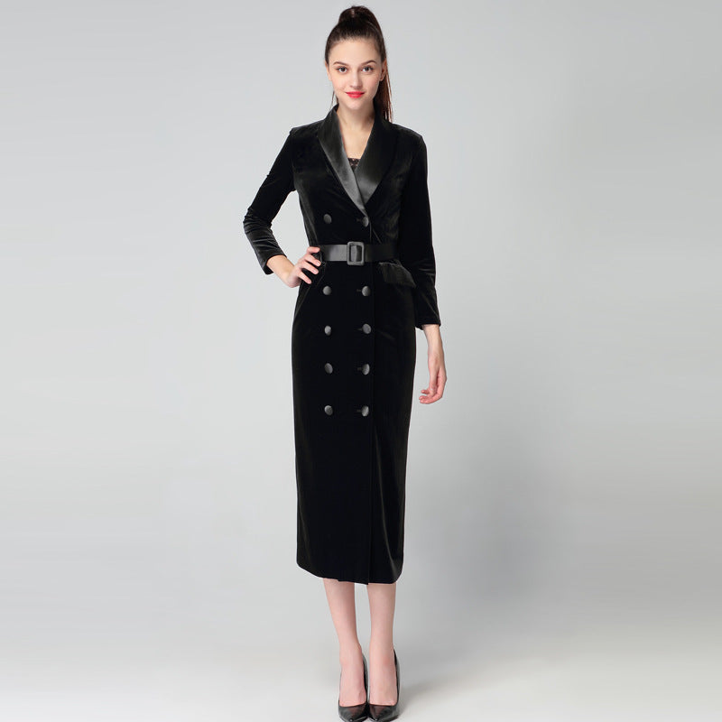 Velvet Trench Style Coat Dress