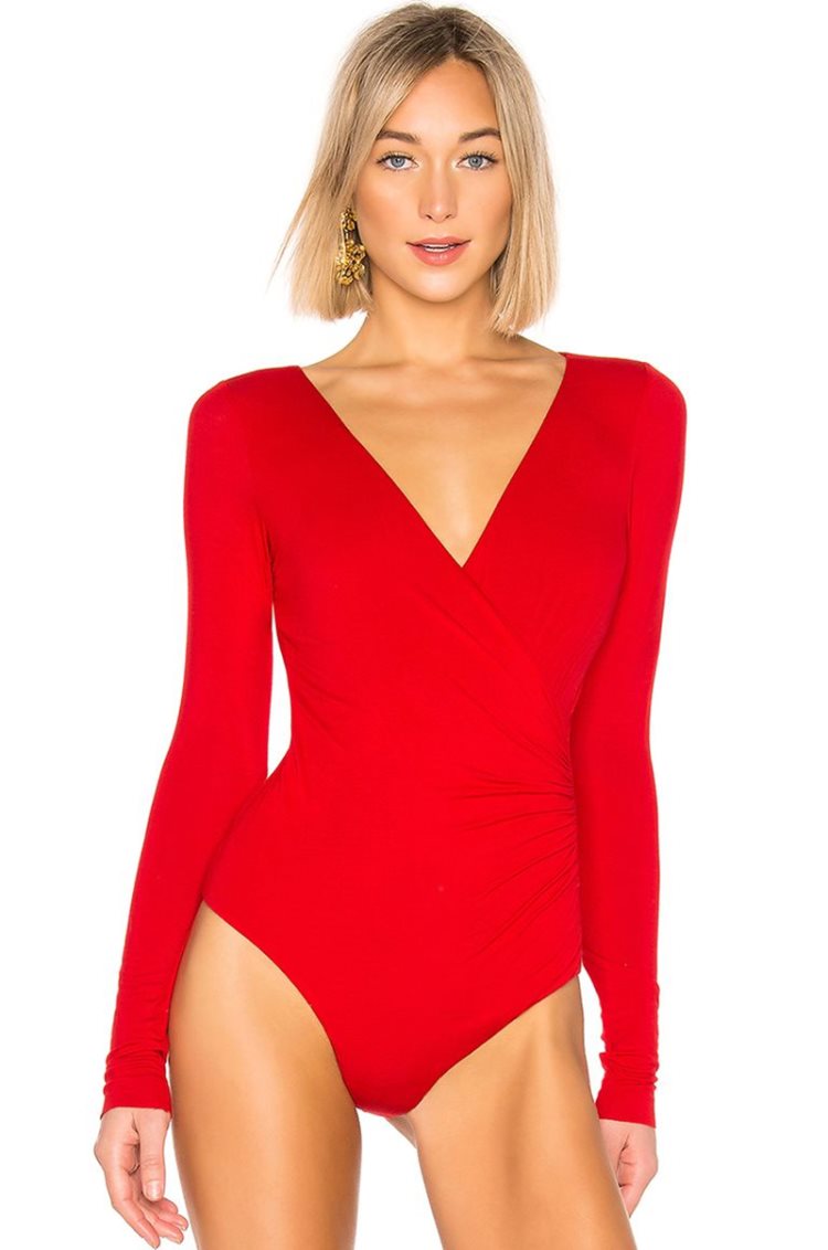 Sexy V-neck Long Sleeved Bodysuit