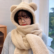 Load image into Gallery viewer, Cozy Bear Scarf with Mittens
