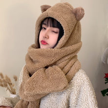 Load image into Gallery viewer, Cozy Bear Scarf with Mittens
