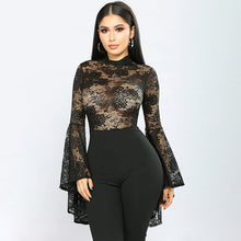 Load image into Gallery viewer, Flared Sleeve Lace Mesh Jumpsuit
