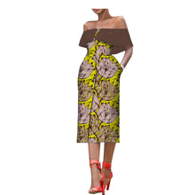 Load image into Gallery viewer, Off the Shoulder African Print Dress
