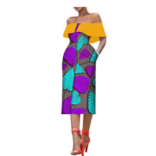 Load image into Gallery viewer, Off the Shoulder African Print Dress
